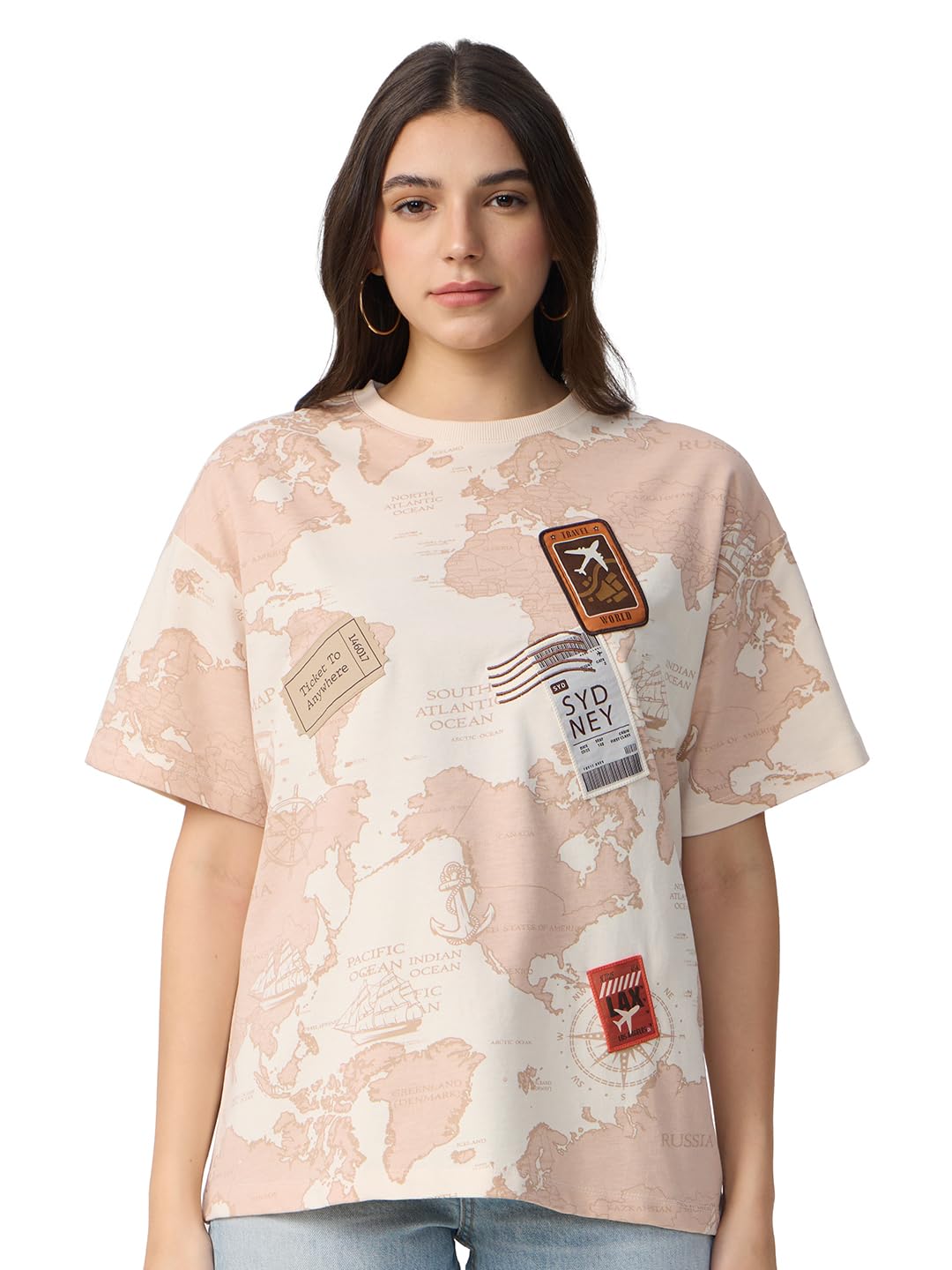 The Souled Store Camisetas de manga corta de algodón con cuello redondo para mujeres y niñas