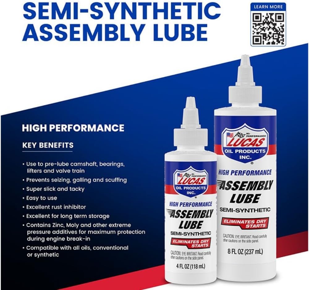 Lucas Oil 10153 High Performance Semi-Synthetic Assembly Lube - 8 Ounce (Pack of 12)