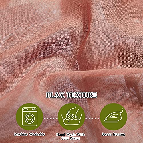 NICETOWN Burnt Orange Linen Curtains 63 inch Length 2 Panels Set, Grommet Semi Sheer Window Drapes Linen Blend Rustic & Casual Privacy with Light Filtering for Bedroom/Flat, W36 x L63