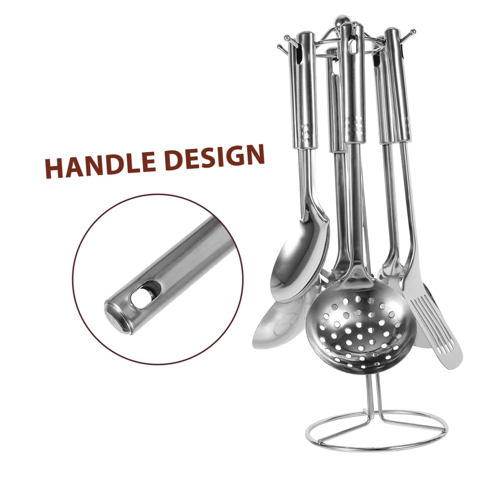 PRETYZOOM 6pièces Ustensiles Cuisine Acier Inoxydable avec Support de Rangement pour Maison