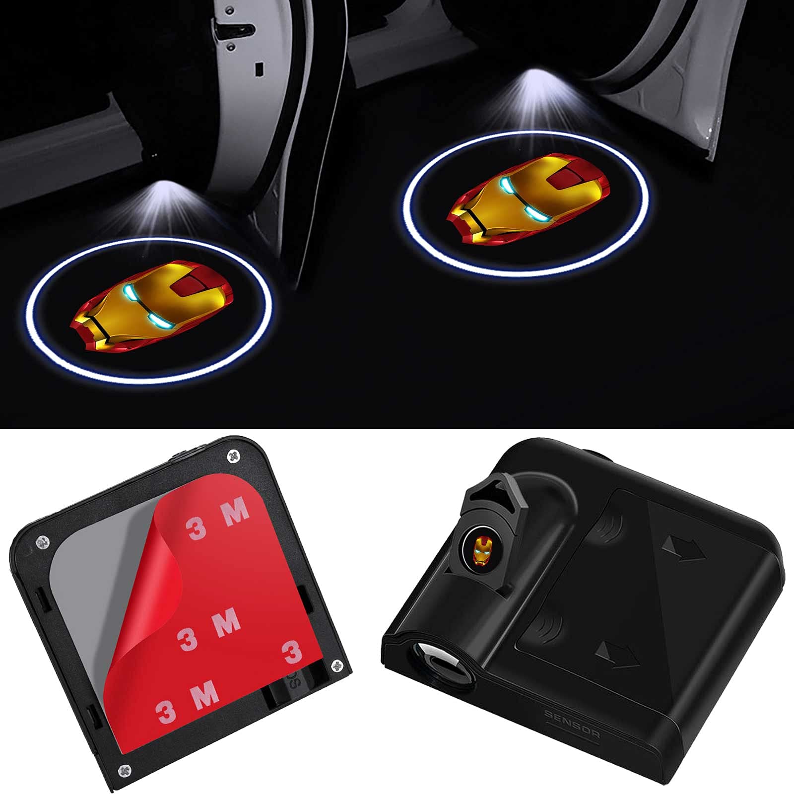 Buy Emavi 2Pcs Car Door Lights iron Man Logo Projector,Wireless Car