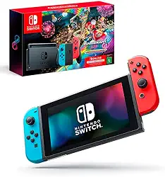 Nintendo, Console, Nintendo Switch, Inclui Mario Kart 8 Deluxe e 3 Meses de Nintendo Switch Online,Portátil e Doméstico, Bateria de até 9 Horas, Joy-Con com Suporte e Alças, Azul Neon e Vermelho Neon