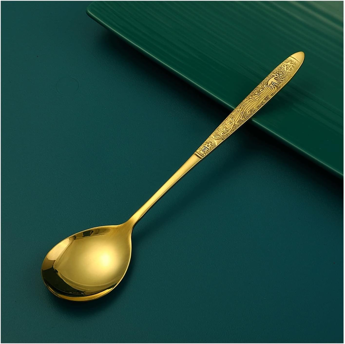 Soup Spoon Brass Household Thickened Solid Pure Handmade Long Handle Tableware Eating Ladle(D)