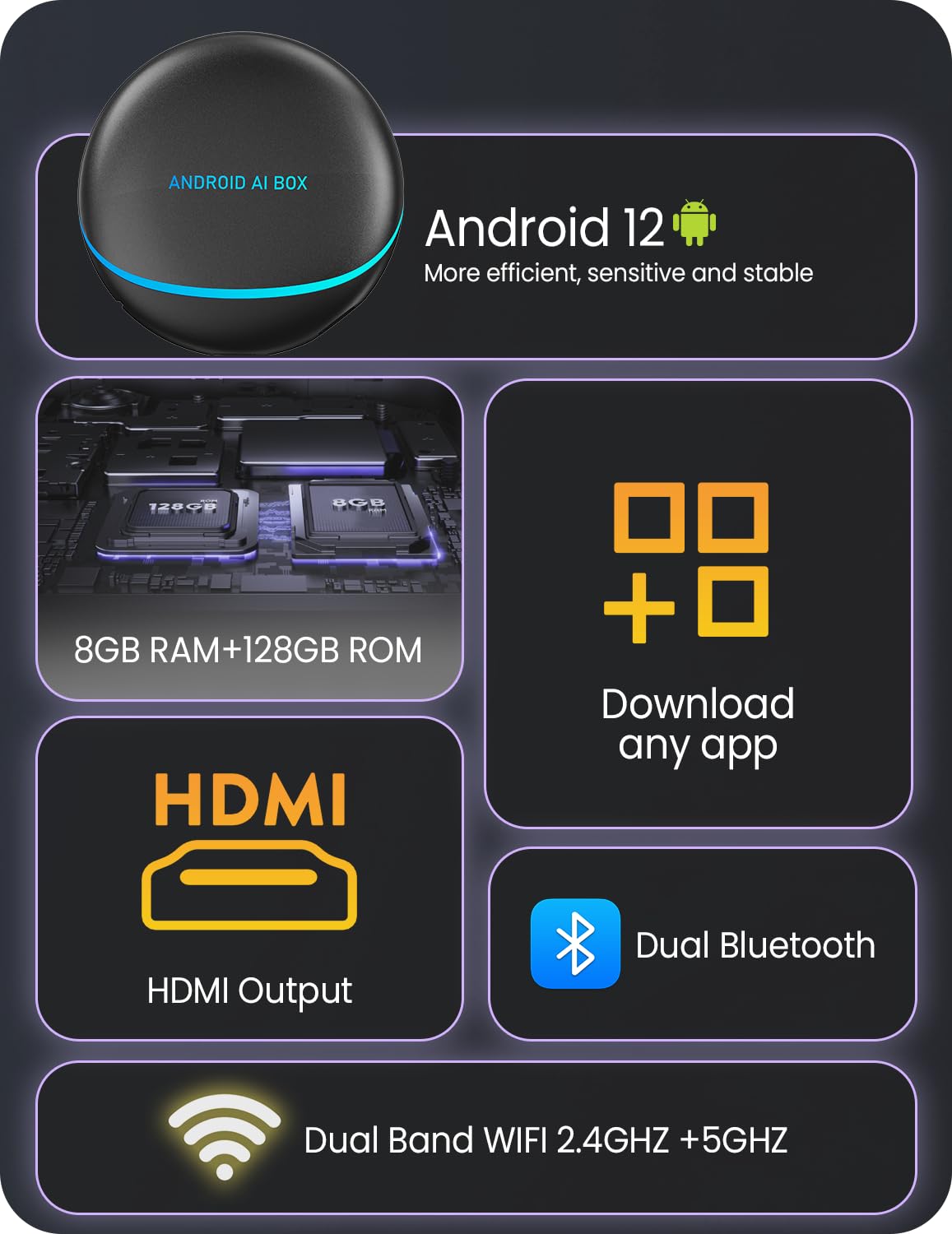 CarPlay AI Box Wireless Adapter Integrated Navigation, Android12
