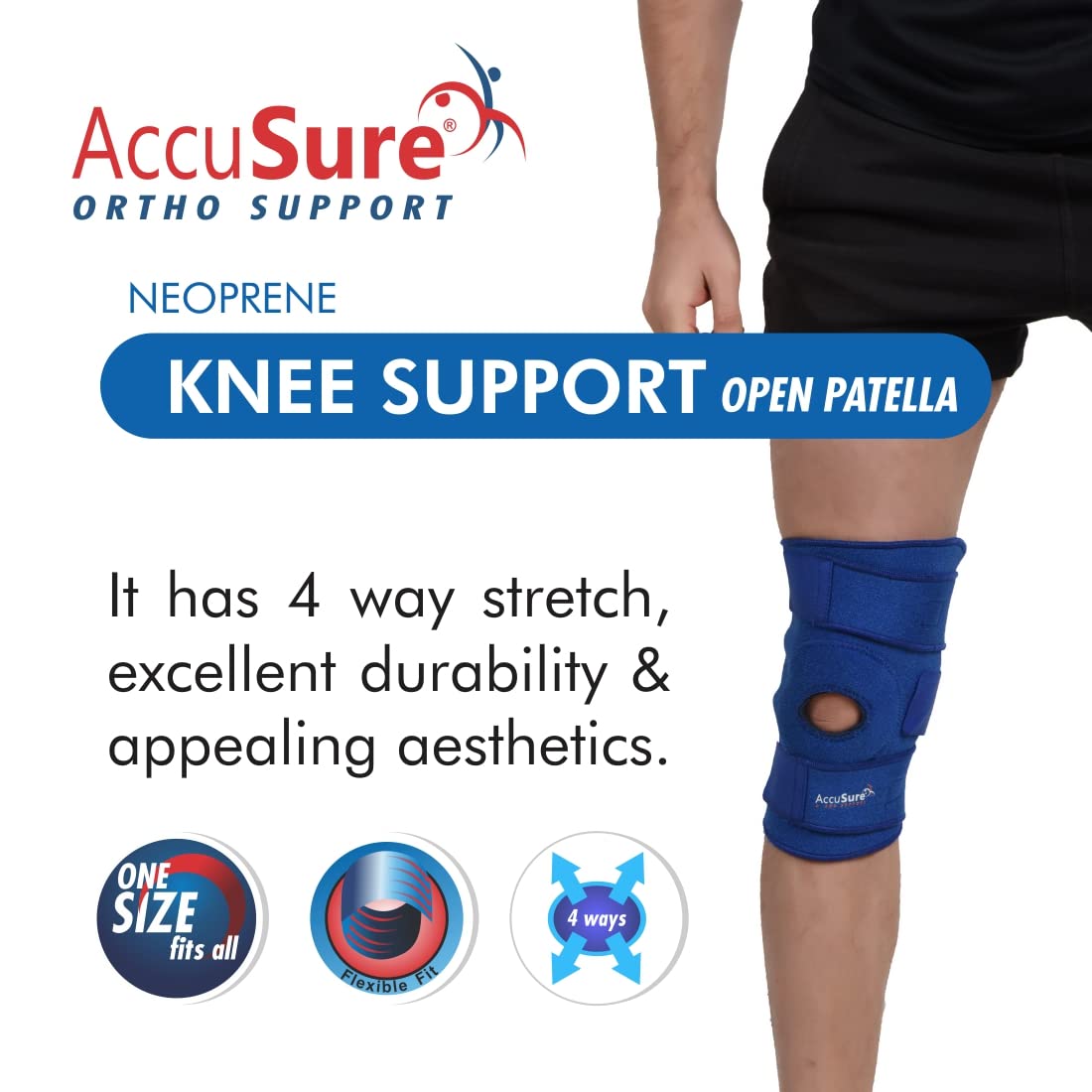 AccuSure neoprene Open Patella Knee Support For Men & Women 3