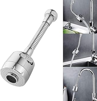 Marutivilla Stainless Steel 360 Degree Polished Faucet, Silver, Polished Finish
