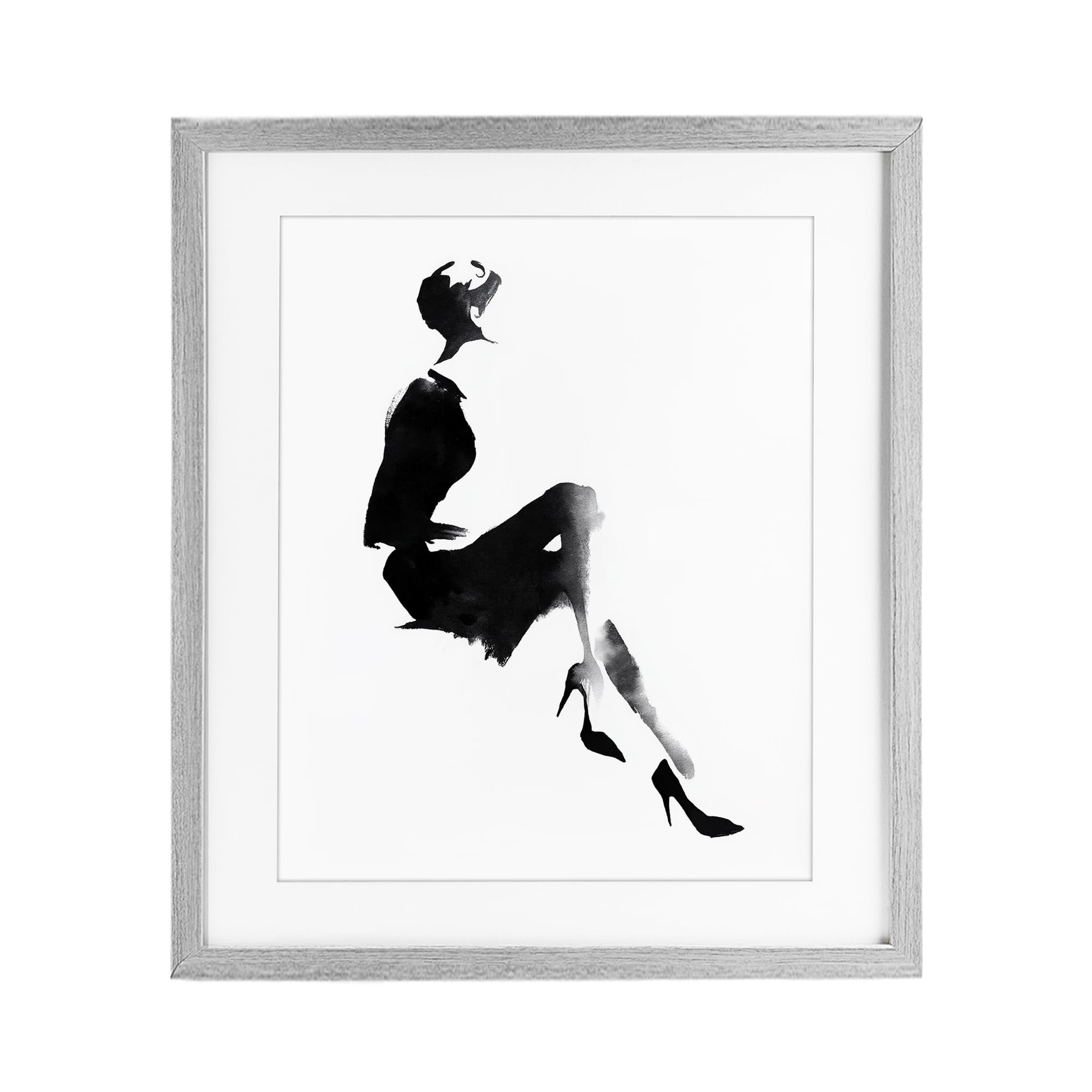 Chic Silhouette Noir Portrait, 17 x 21 Inch Framed Print Under Glass