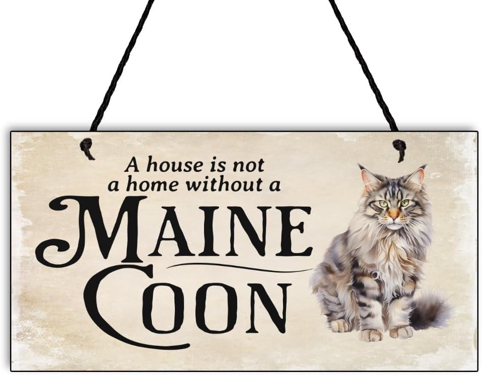 Maise & Rose Maine Coon Cat Sign | A House Is Not a Home Without a Maine Coon Cat Plaque | Maine Coon Cat Lovers Gift | N193