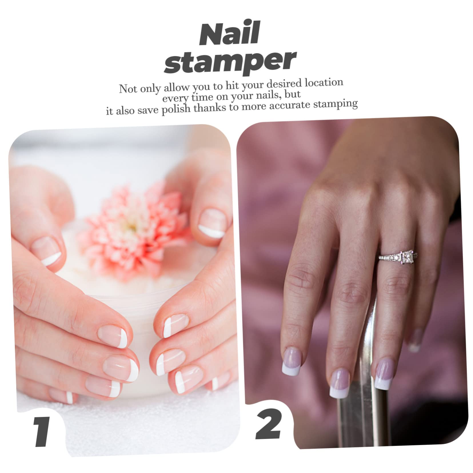 FRCOLOR Juego De 5 Herramientas Para Uñas 50 Placas De Estampación Para Manicura Francesa Estampador De Uñas.