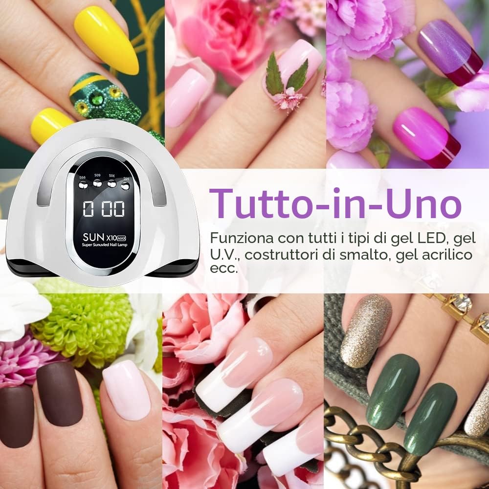 lampada UV LED per unghie, 280W asciugatura rapida con sensore automatico a 66 LED, essiccatore per unghie portatile | 4 impostazioni timer | spazio più grande | un regalo speciale per nail art
