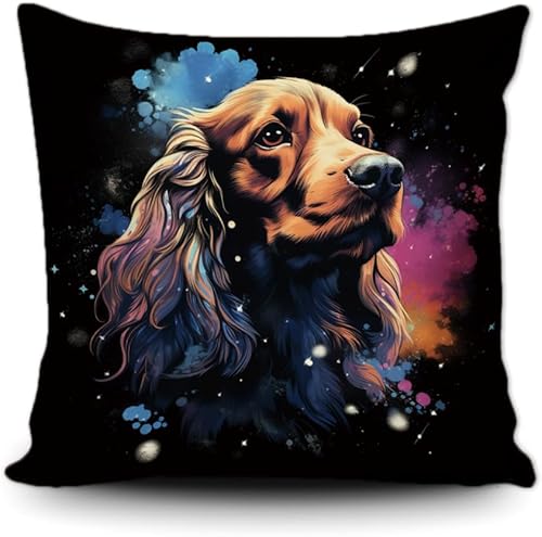 Ganshan Bi Divertida funda de almohada con diseño de perro cocker spaniel, pintura colorida, diseño de perro, cachorro, funda de almohada decorativa Ganshan Bi Divertida funda de almohada con diseño de perro cocker spaniel, pintura colorida, diseño de perro, cachorro, funda de almohada decorativa