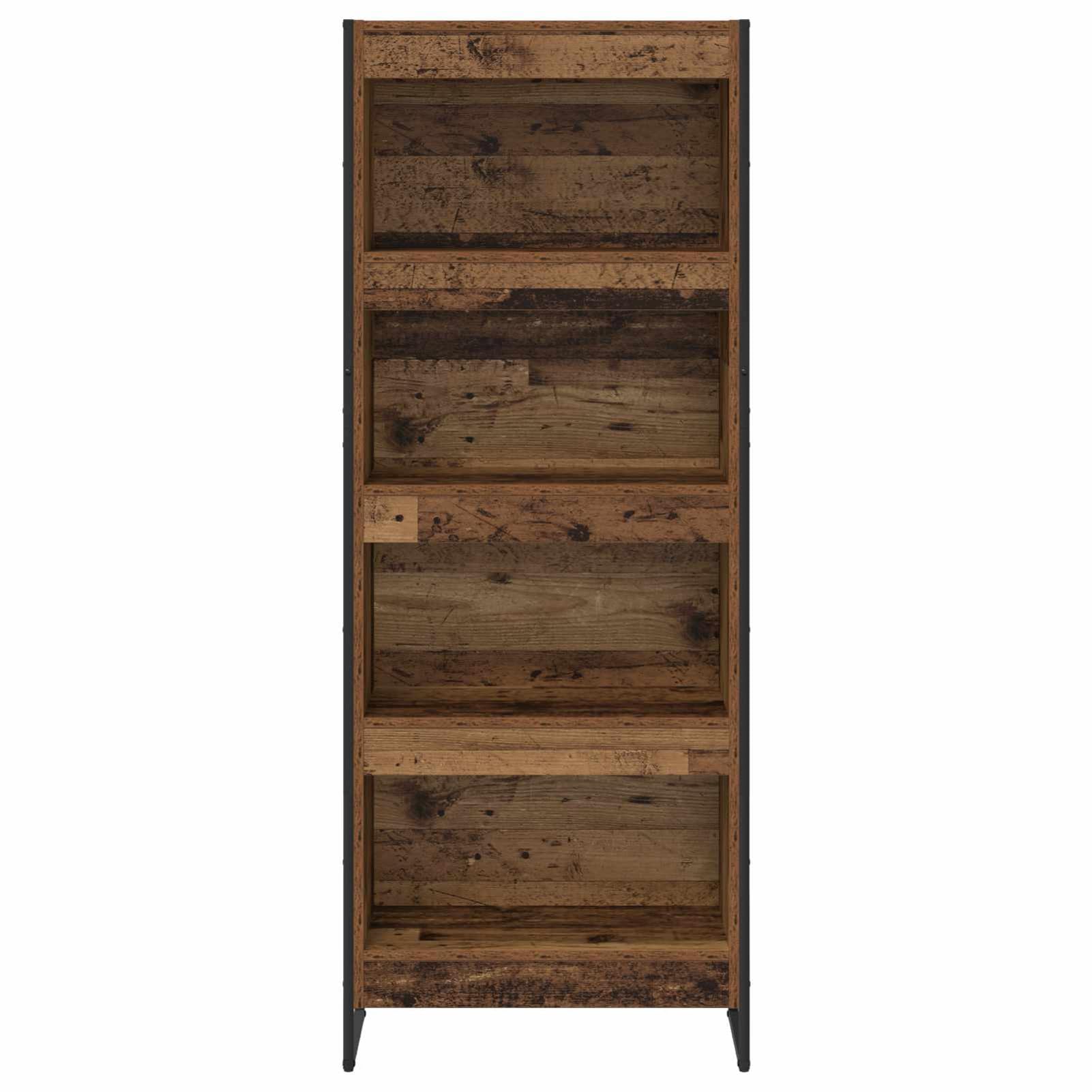 Przemysłowy regał na książki 60 x 30 x 155 cm z materiału drewnopochodnego o wyglądzie starego drewna, 3-poziomowy, stabilny ze stalowym stelażem
