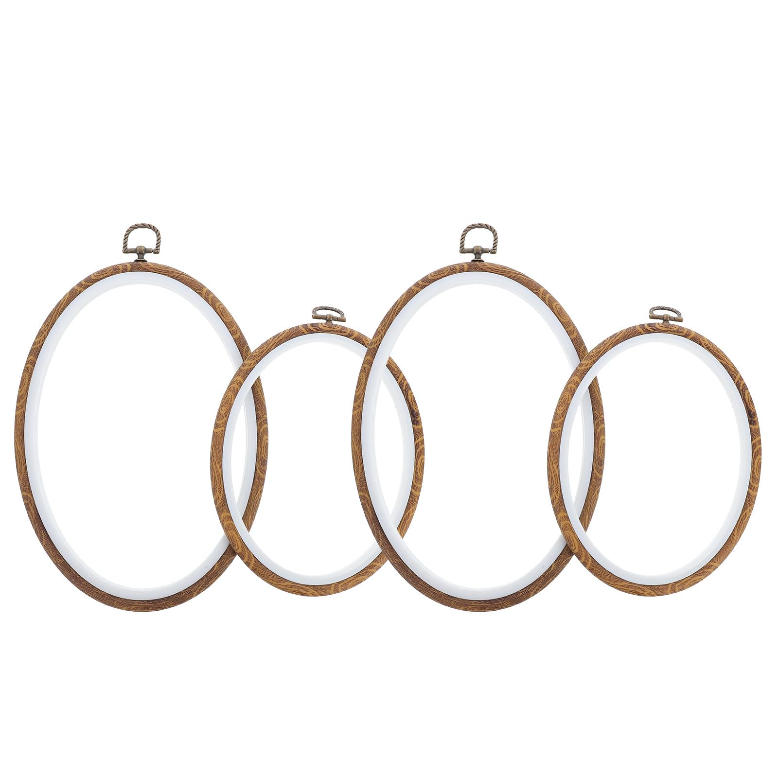 LOLIPPYY 4 Aros Elípticos de Plástico para Bordado Diy, Círculo para Punto de Cruz, Decoración de Pared y Exhibición de Bordado, Ideales para Principiantes