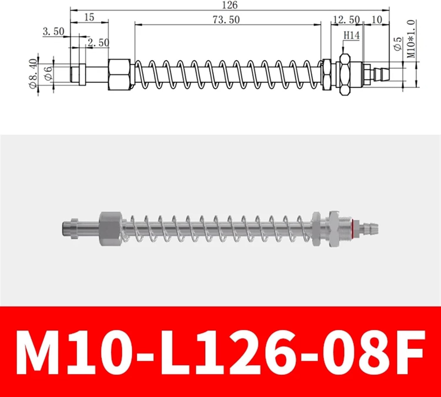 M10~M12 F Series Robot Industrial Gag Opening Suction Cup Vacuum Suction Cup Base Suction Nozzle Bracket (Color : M10L-L126-08F, Size : 10PCS)