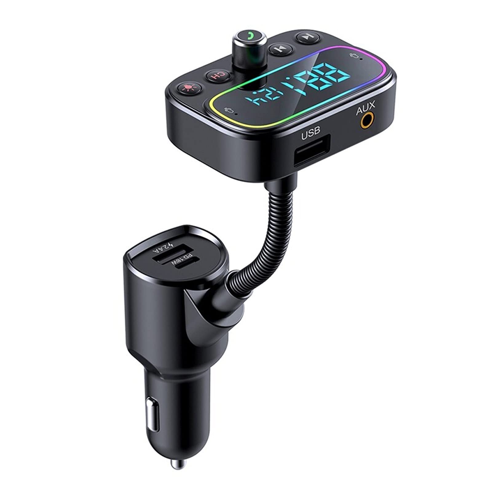 Adattatore Audio Bluetooth. Bluetooth 9 Colore retroilluminazione Auto Kit Vivavoce AUX. Audio Ricevitore Auto MP3. Giocatore QC3.0. Carica Rapida LCD. Schermo FM. Trasmettitore
