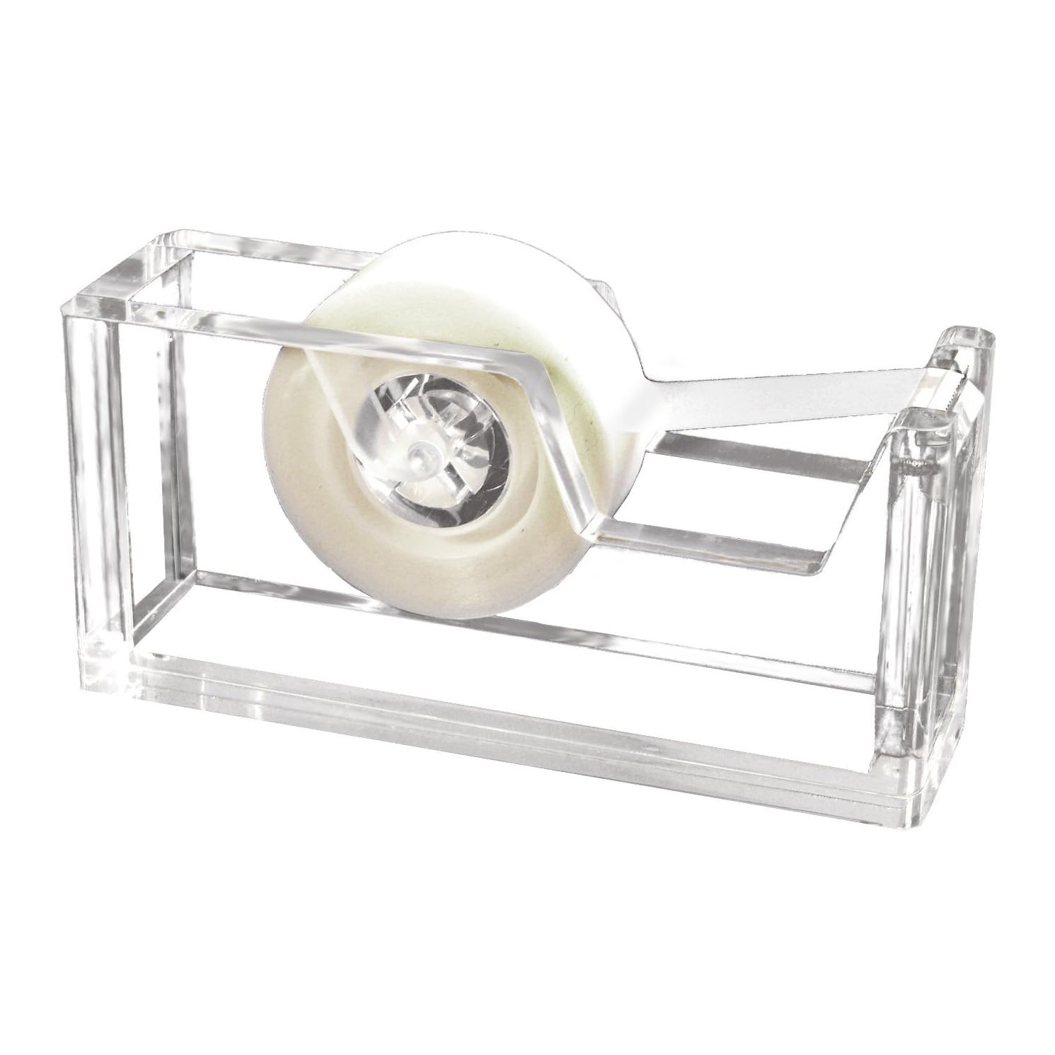 Kantek Clear Acrylic Office Tape Dispenser, Fits Standard 3/4" Refill Rolls, Office Organizer, Desk Accessory, 1.8" x 5.6" x 2.9", Non-Skid Feet for