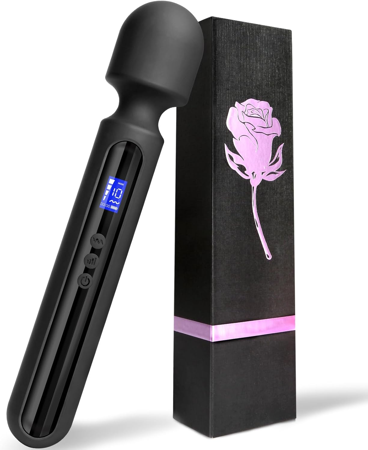 Vibrator Wand, 12 inch Powerful Massager Wand Adult Toys with Display 10 Patterns & 4 Speeds, G Spot Vibrator Women Sex Toys for Clitoral Stimulation, Vibrators & Adult Sex Toys (Black)