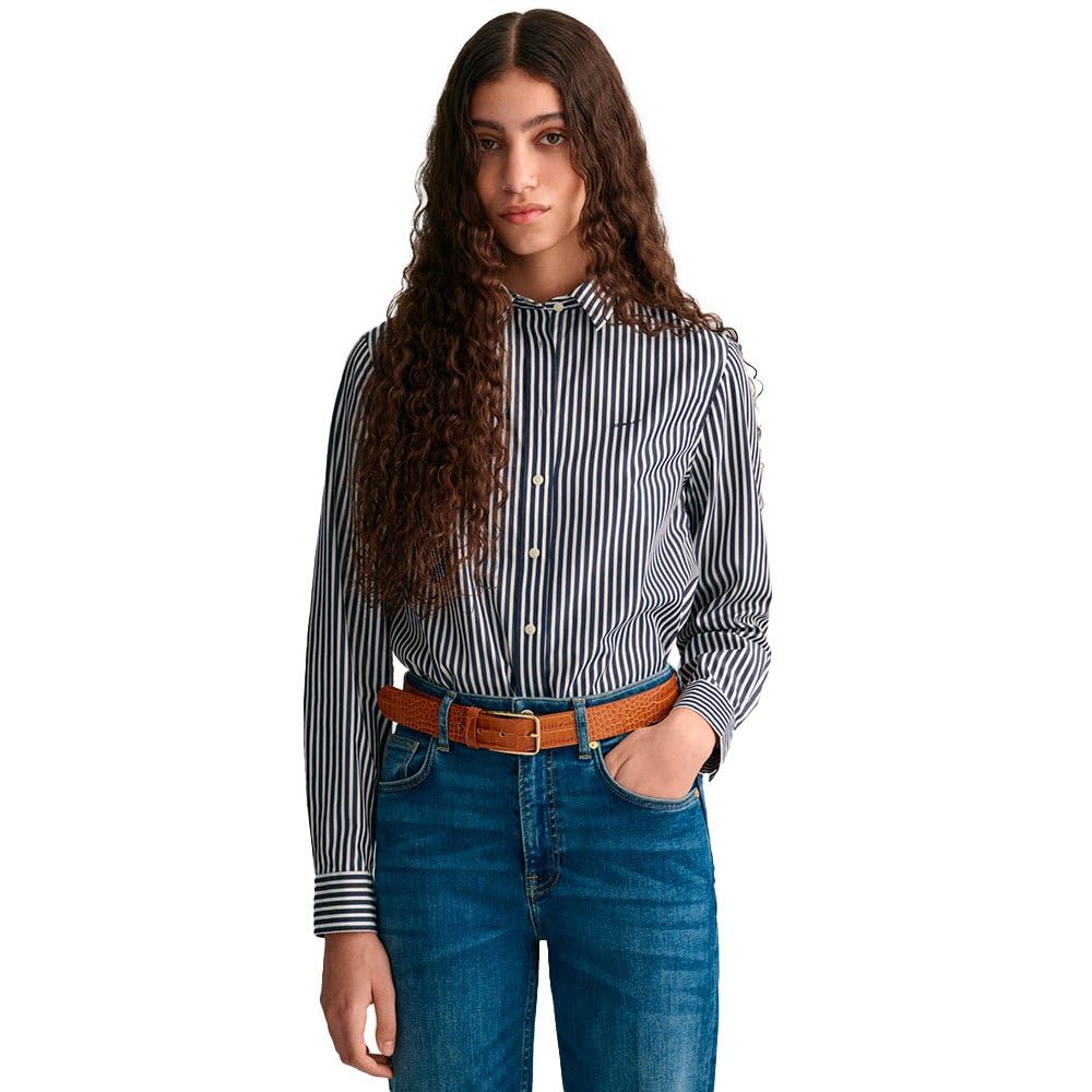 Gant Damen Reg Linen Striped Shirt Bluse (1er Pack)