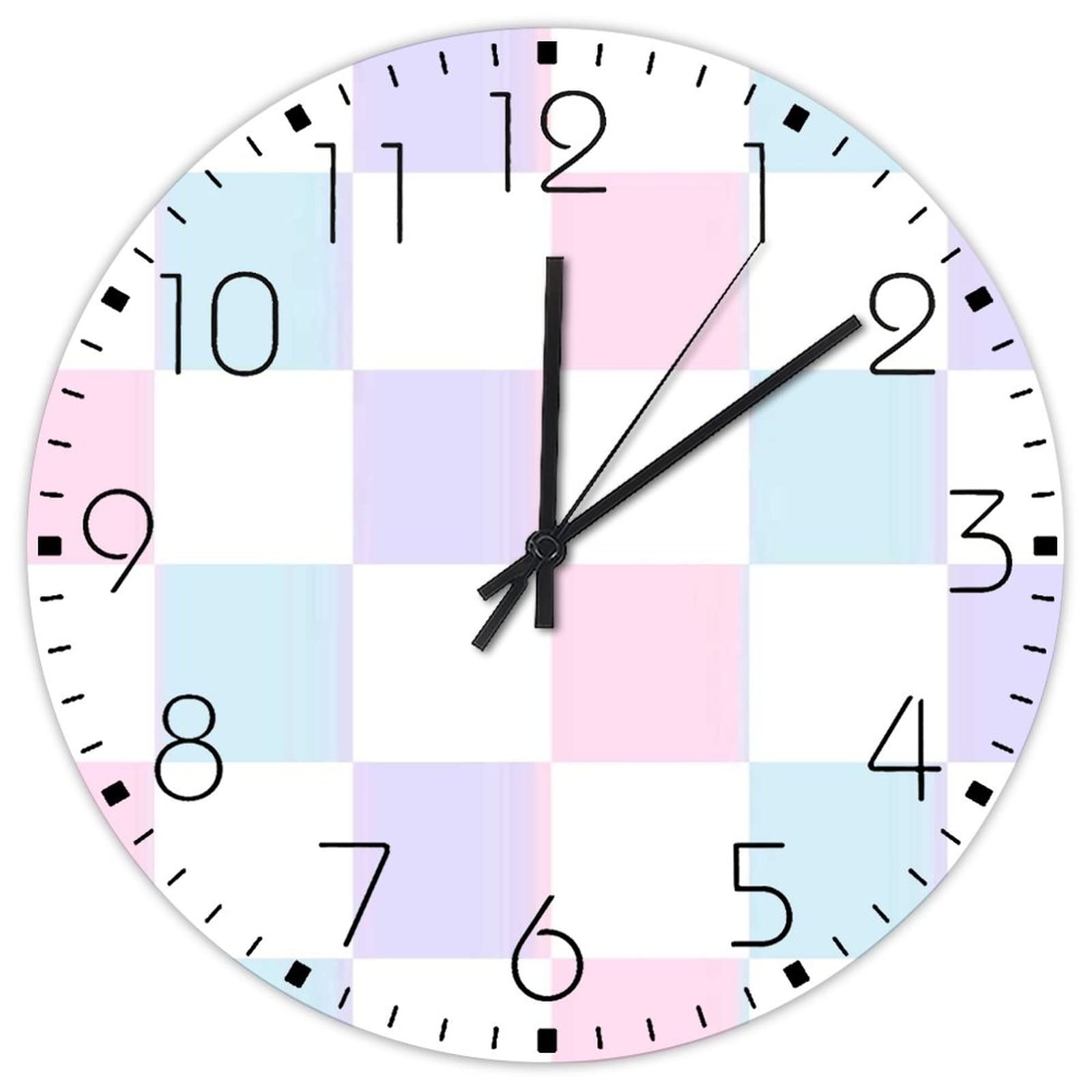 Horloge murale en bois motif carreaux de buffle vintage carré 38 cm