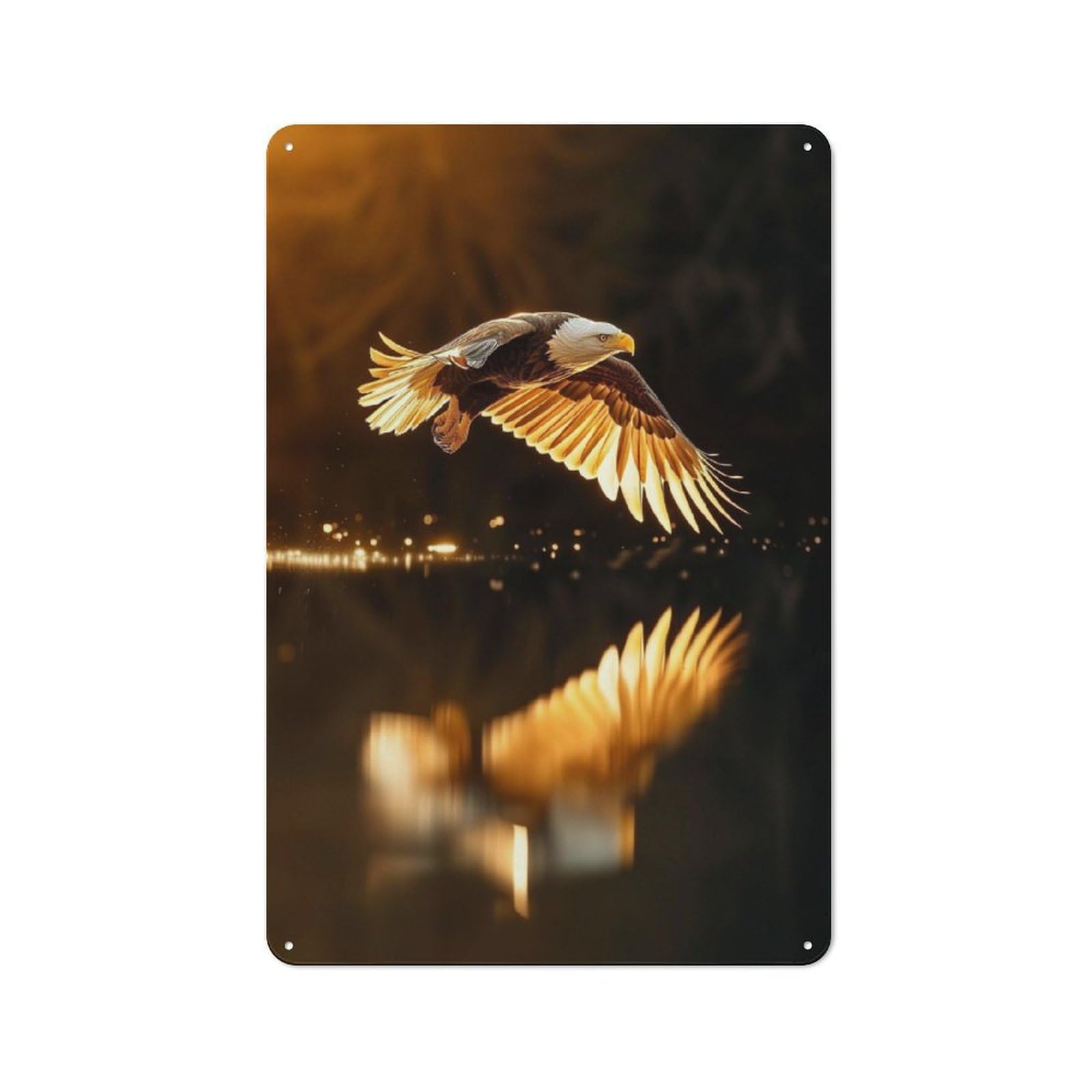 Junmoney Beautiful Magical Eagle Metal Wall Sign 30X20cm, Rustic Decor For Hallway Wall, For Metal Sign Collectors, For Garage And Workshop Walls