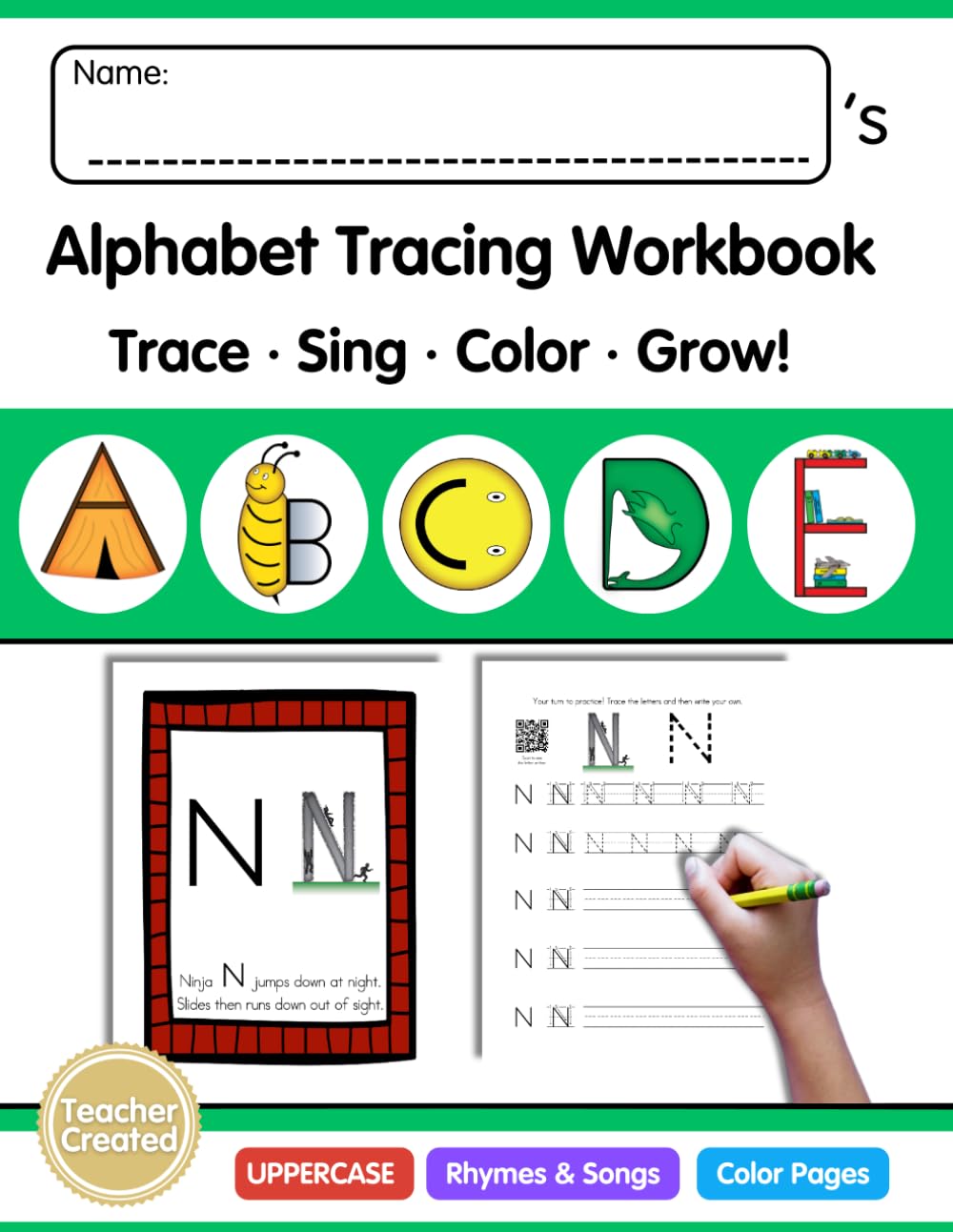 Alphabet Tracing Book for Kids: Uppercase Letters: Handwriting Practice with Letter Formation, Rhymes, Coloring Pages, and QR Video Guides to Trace ... and Pre-K (Alphabet Formation Series)