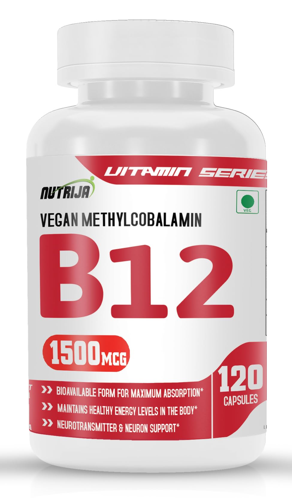 Vitamin B12 Active form of Methylcobalamin | Maximum Absorption, Normal Energy Production & Immune system support (120 Capsules)