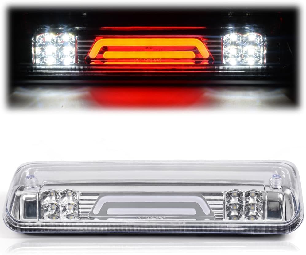 G-PLUS Rear LED Third Brake Light Compatible With Ford F150 2004-2008 3RD Cargo Led Tail Lamps Clear lens Chrome Housing