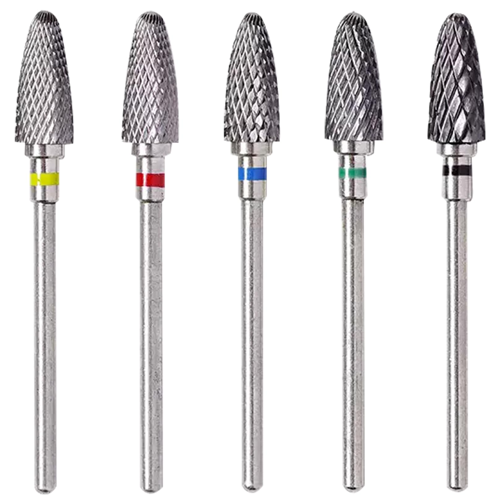 Alicer Punte per fresa per unghie elettriche, 5 pezzi in carburo di tungsteno, fresa per unghie, gel acrilico, manicure pedicure