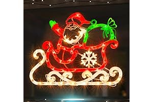 Santa in Sleigh Lighted Christmas Window Silhouette