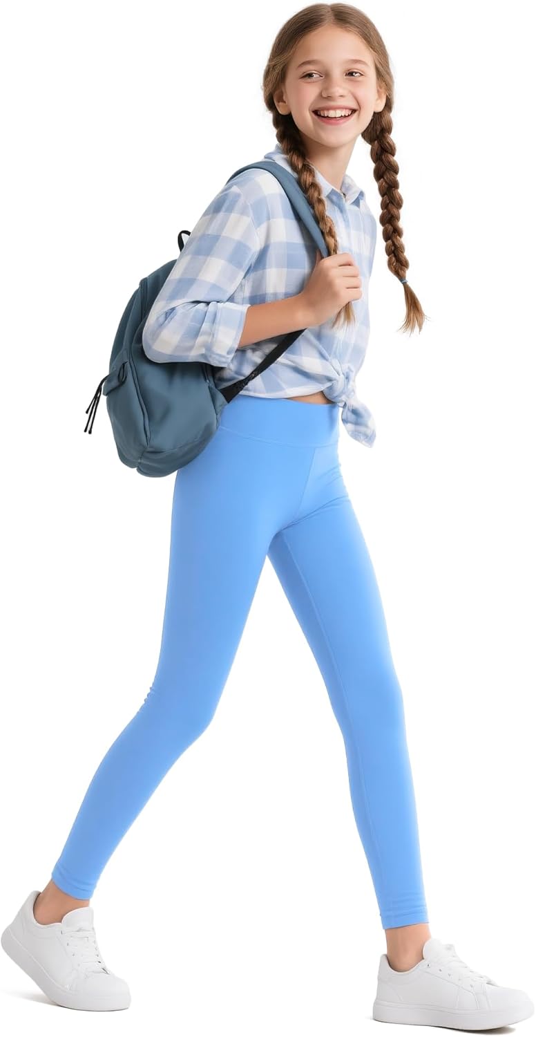 HASMES Girls Athletic Leggings High Waisted Comfort Soft Elastic Yoga Dance Running Pants with Pockets Activewear - Image 5