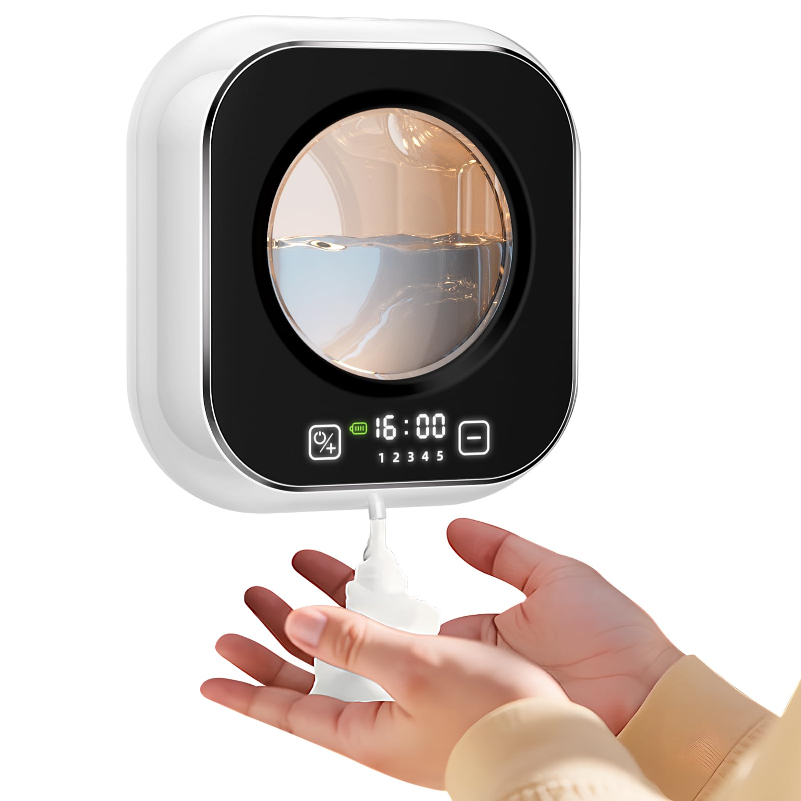 Dispenser Sapone Bagno a Muro, 320 ML Dispenser Sapone Automatico Schiuma Con Sensore Infrarossi, Ricarica USB Regolabile Livello 5, per Bagno, Cucina e Ufficio bianco (Bianco)