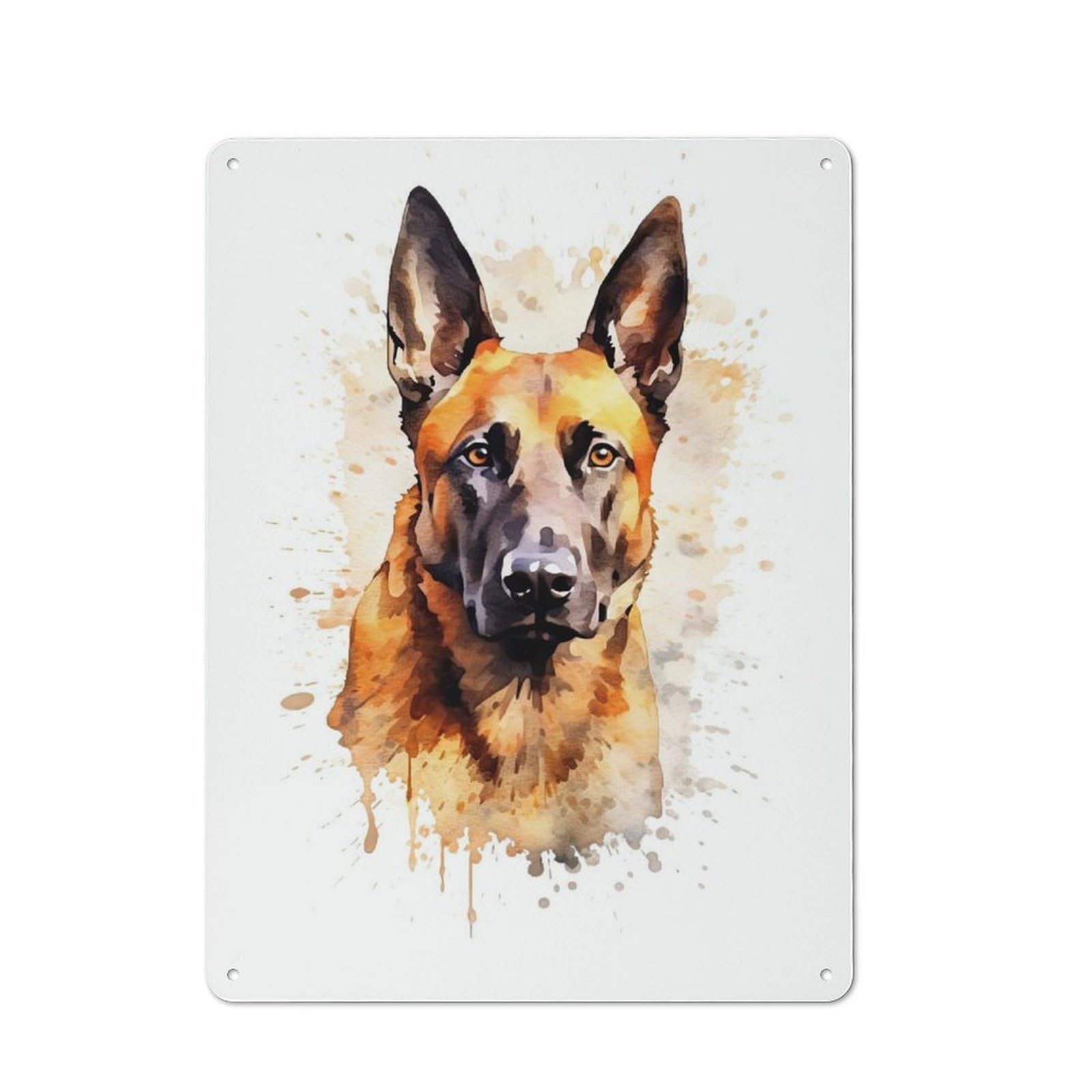 Rustic Malinois Watercolor Dog Tin Wall Plaque 40x30cm, Rustic Kitchen Decor for Cottage, Kitchen, Hallway Or Breakfast Nook