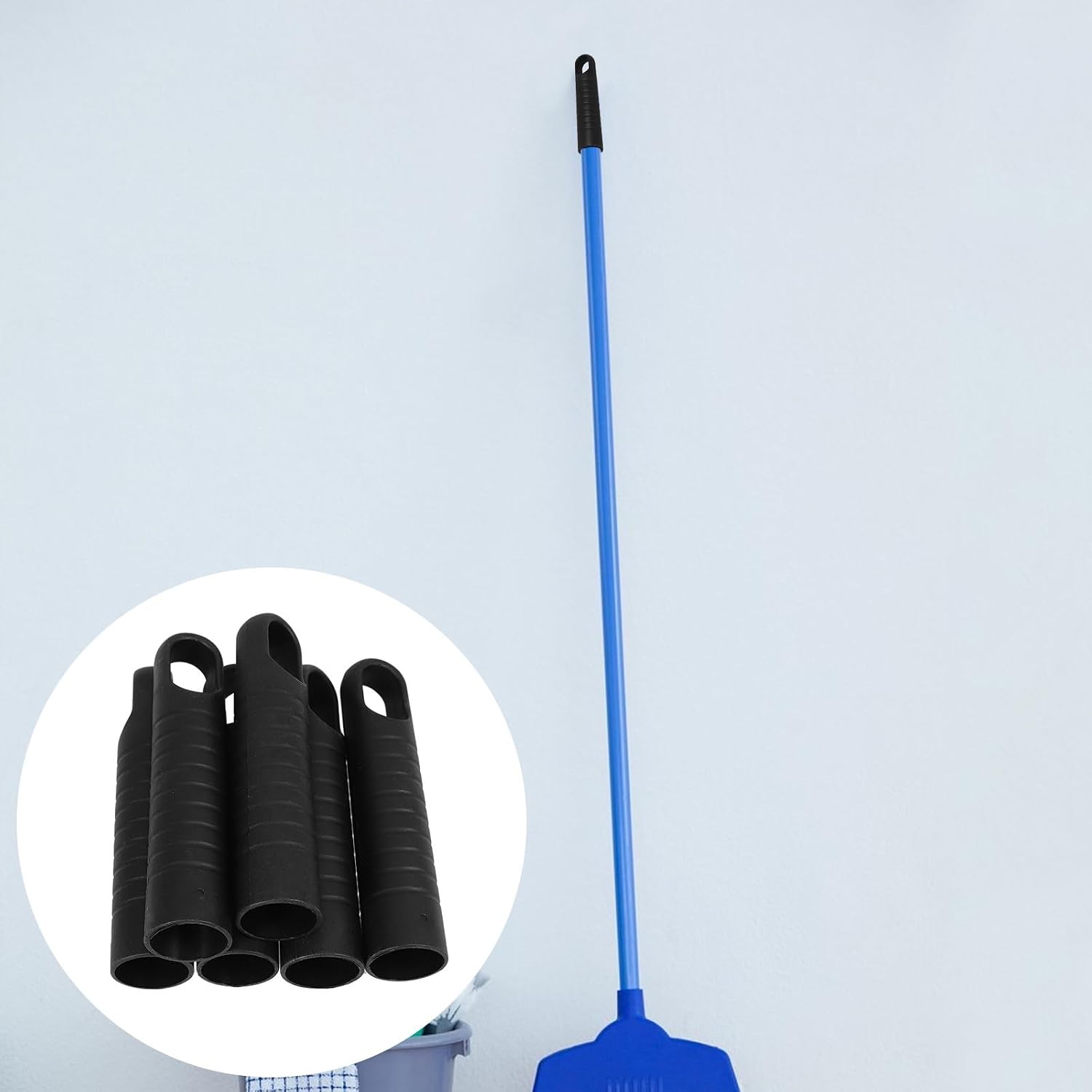 6pcs Black PP Broom Handle End Caps for Cleaning Tool Grip