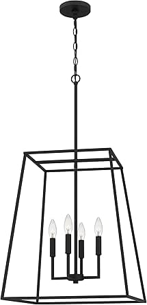 Quoizel Prescott 18" Wide 4-Light Open Cage Matte Black Pendant Light