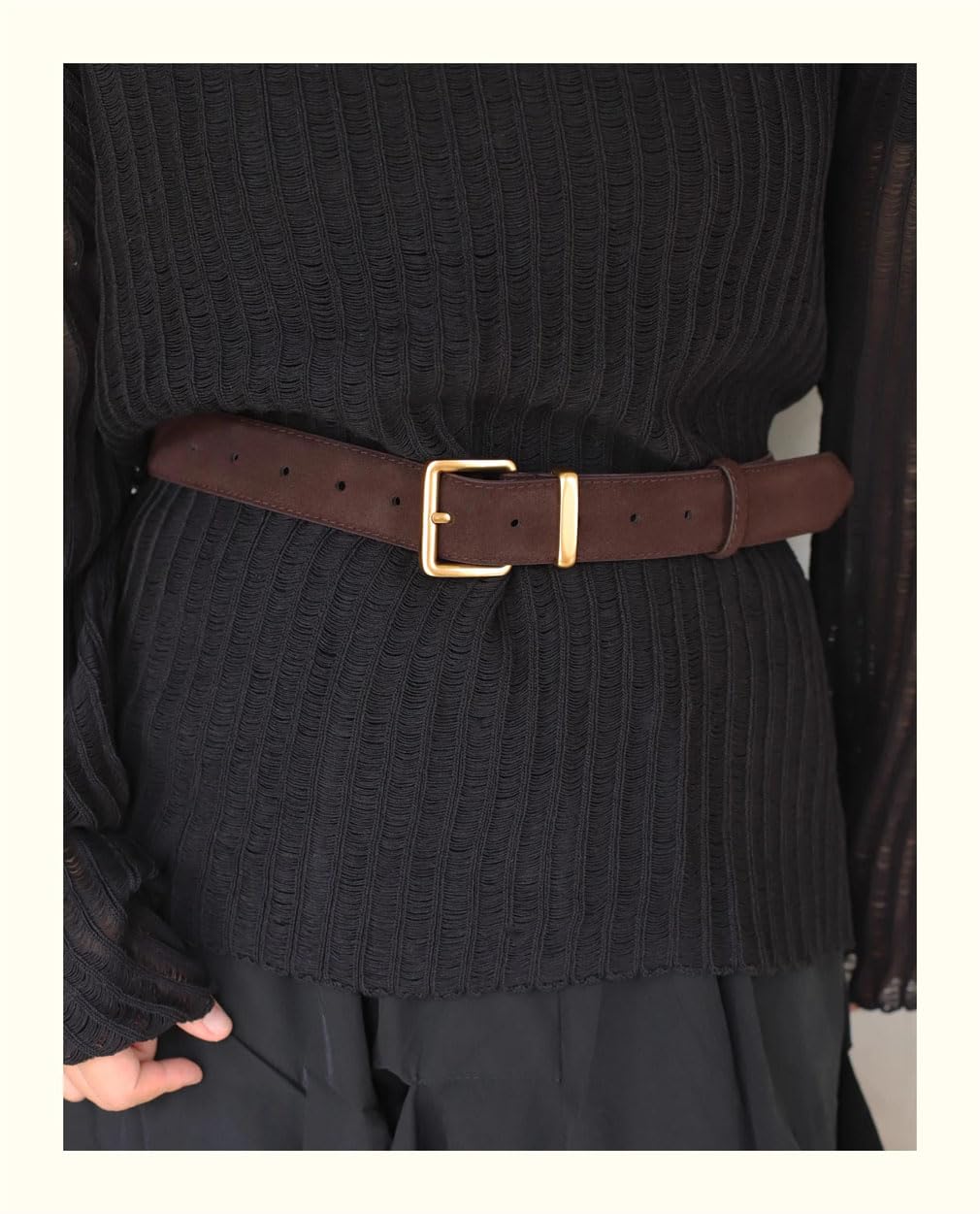 Cinturón de cuero vacuno para mujer, estilo vintage con hebilla de pin, cinturones para vestidos y jeans