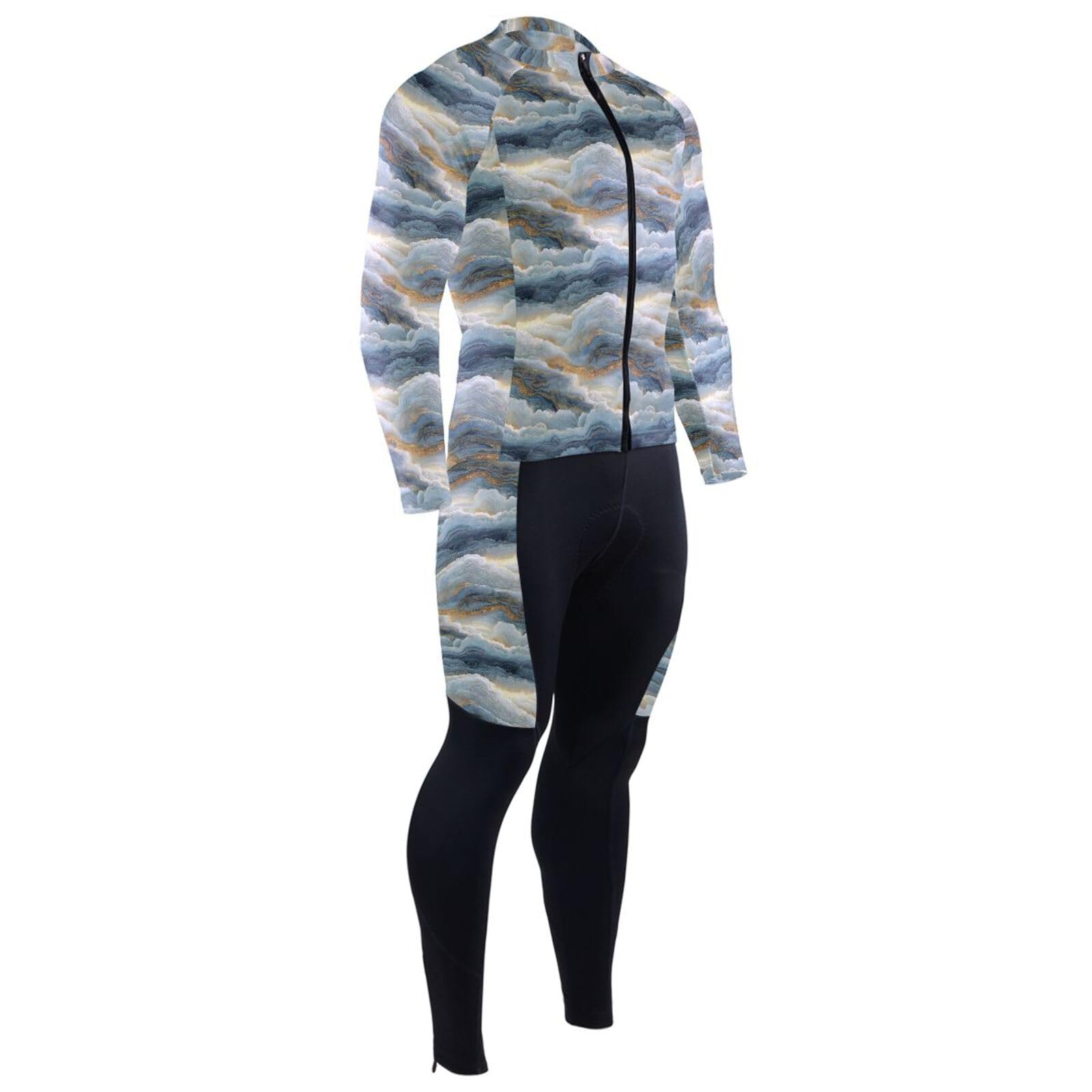 Radtrikot für kaltes Wetter, mit Taschen, winddicht, für Herren, lang, 3D-gepolstert