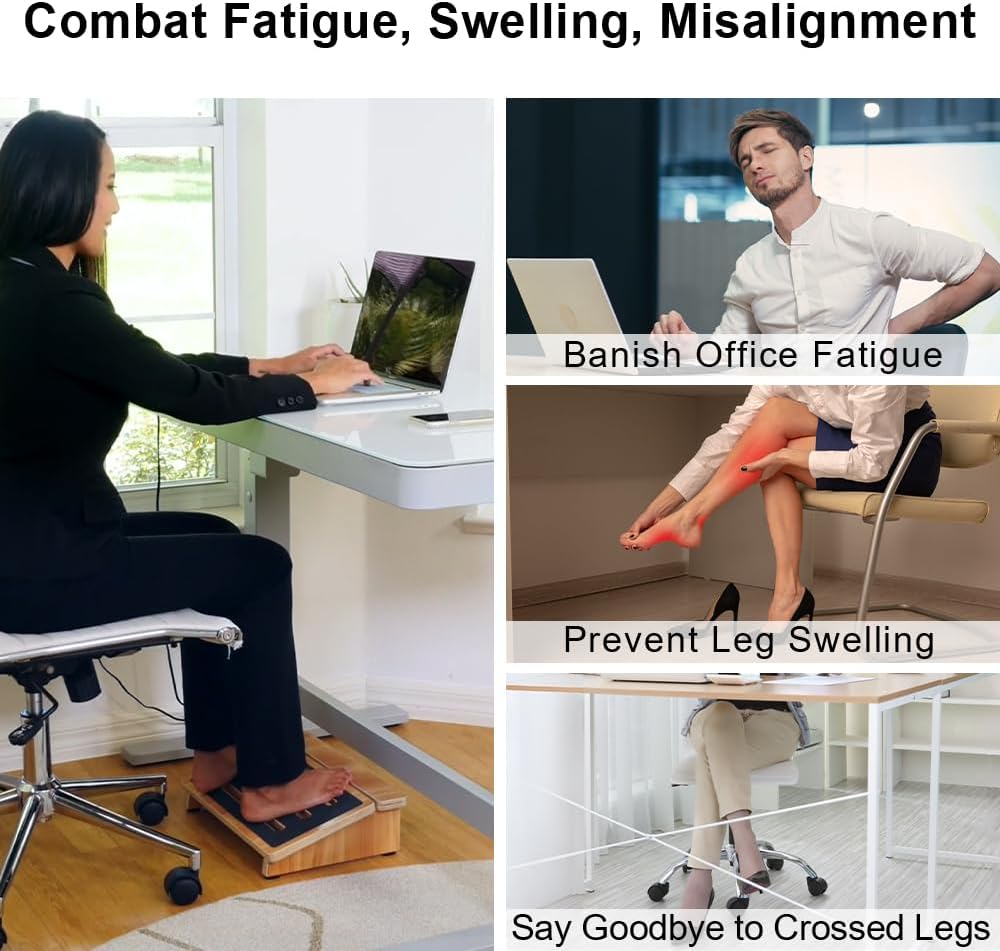 Ergonomic Wooden Foot Rest with Non-Slip Surface