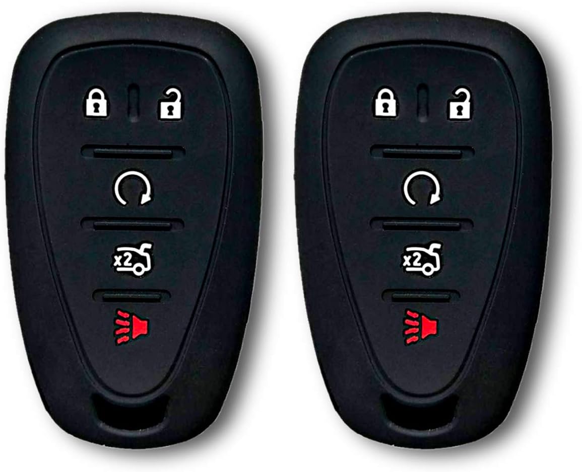 Autobase Silicone Key Fob Cover for Chevy Malibu Camaro Trax Traverse Trailblazer Sonic Blazer Cruze Volt Equinox Spark | Car Accessory for Chevrolet | Key Protection Case 2 Pcs (Black)