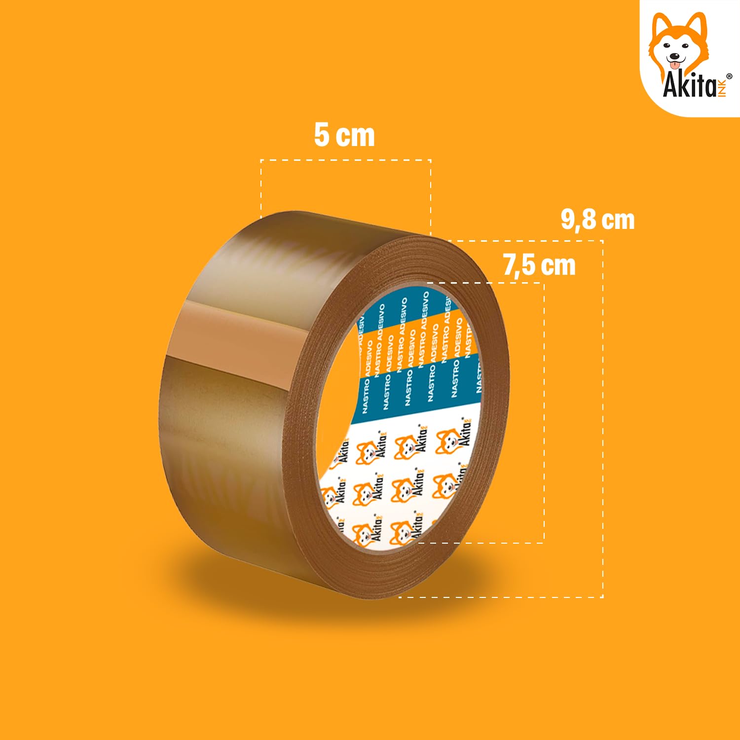 AKITAInk Nastro Adesivo Marrone per Imballaggio 6 Rotoli Avana – 50mm x 66m x 76mm – PP Silenzioso, Alta Aderenza, Resistente a Strappi – Ideale per Pacchi, Scatole, Spedizioni e Trasloco