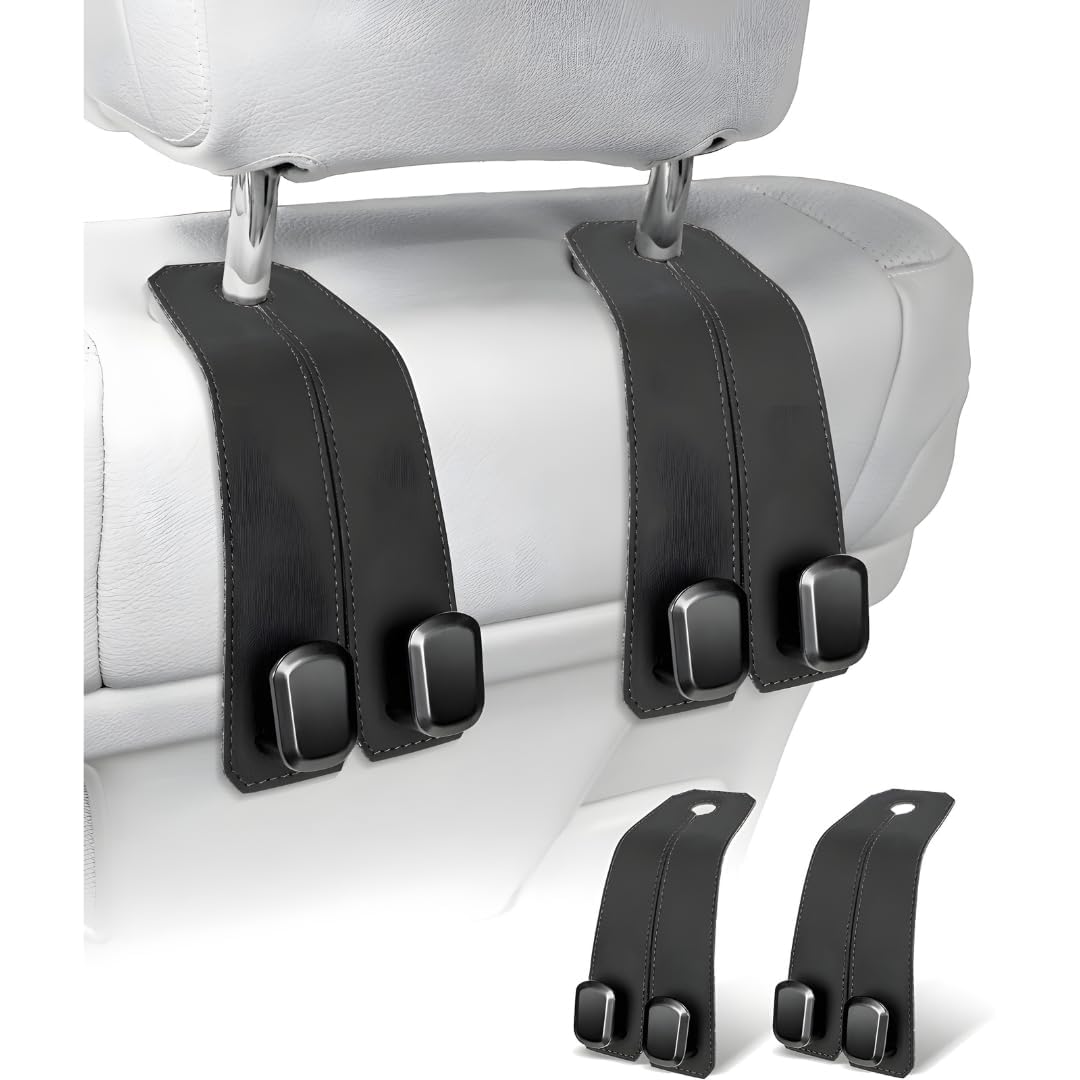 CLOTIX Car Headrest Hook for Bags – Leather Car Seat Hook for Bags & Purse, Back Seat Hanger for Handbag, Shopping & Grocery Bags, Universal Fit (Black, Pack of 2)-picture-30