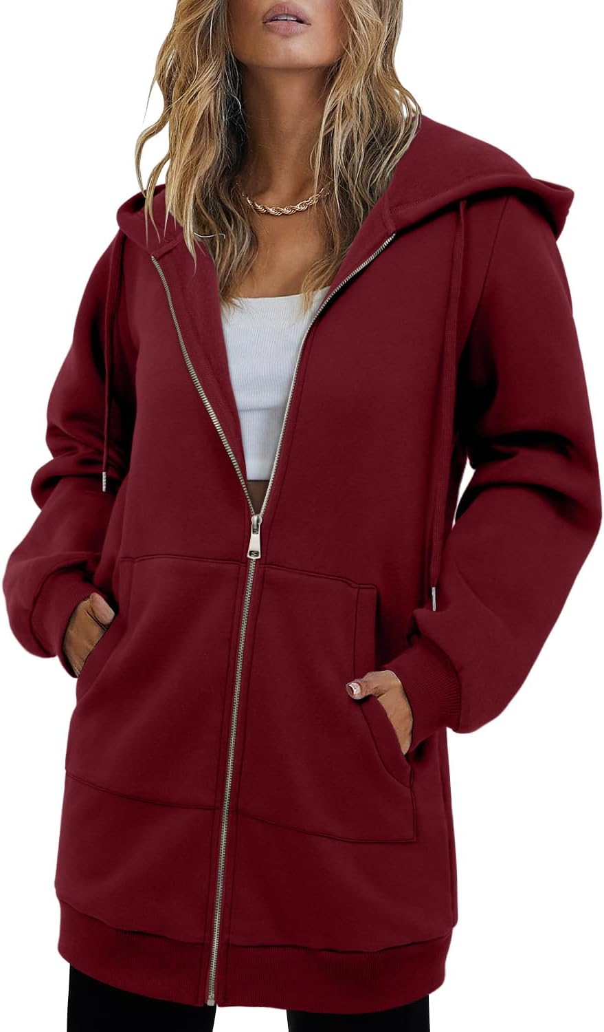 StunShow Women's Zip Up Hoodies Oversized Fleece Long Sleeve Sweatshirts Casual Fall Jacket Coat with Pocket(S-3XL) - Image 2