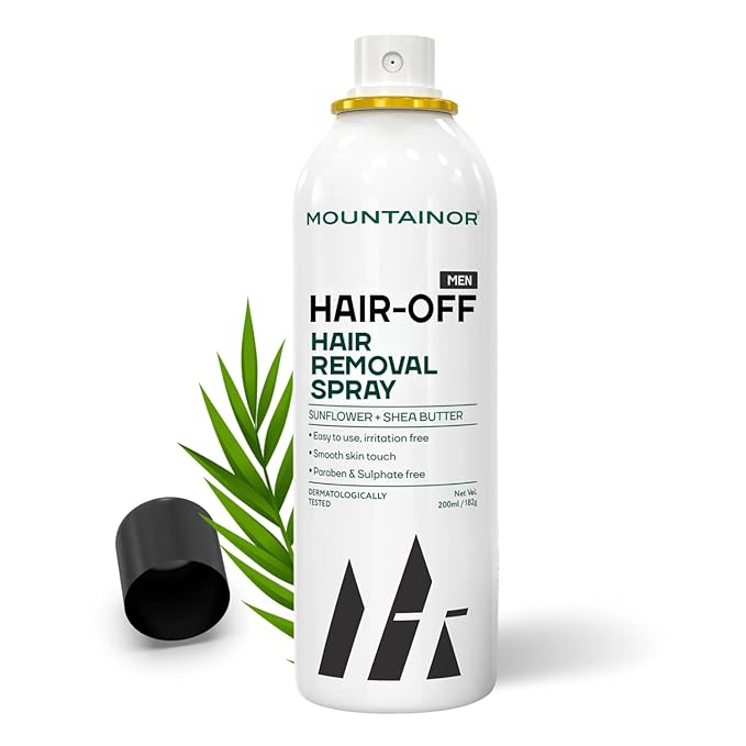 MOUNTAINOR Hair Removal Cream Spray For Men – (200ML) Painless Hair Removal For Chest, Back, Arms, Legs & Under Arms Natural & Safe Certified (Dermatologically Tested) at Rs. 469