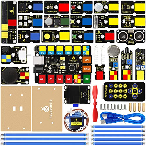 KEYESTUDIO Kit de démarrage Ultime Easy Plug pour Arduino/Codage Mixte, kit de projets électroniques et de capteurs Parfaits pour Les élèves du Primaire, du secondaire et du collège, STEM EDU