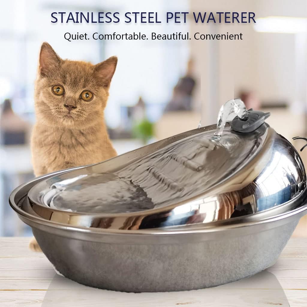 Pet Drinking Water Dispenser for Cats and Dogs Indoor with 2 Filter Replacement Stainless Steel for Dog Feeding Watering