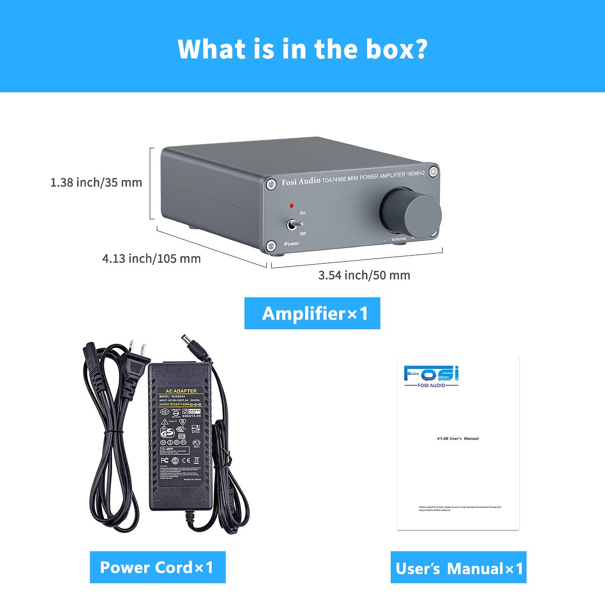 Fosi Audio TDA7498E 2 Channel Stereo Audio Amplifier Receiver Mini Hi