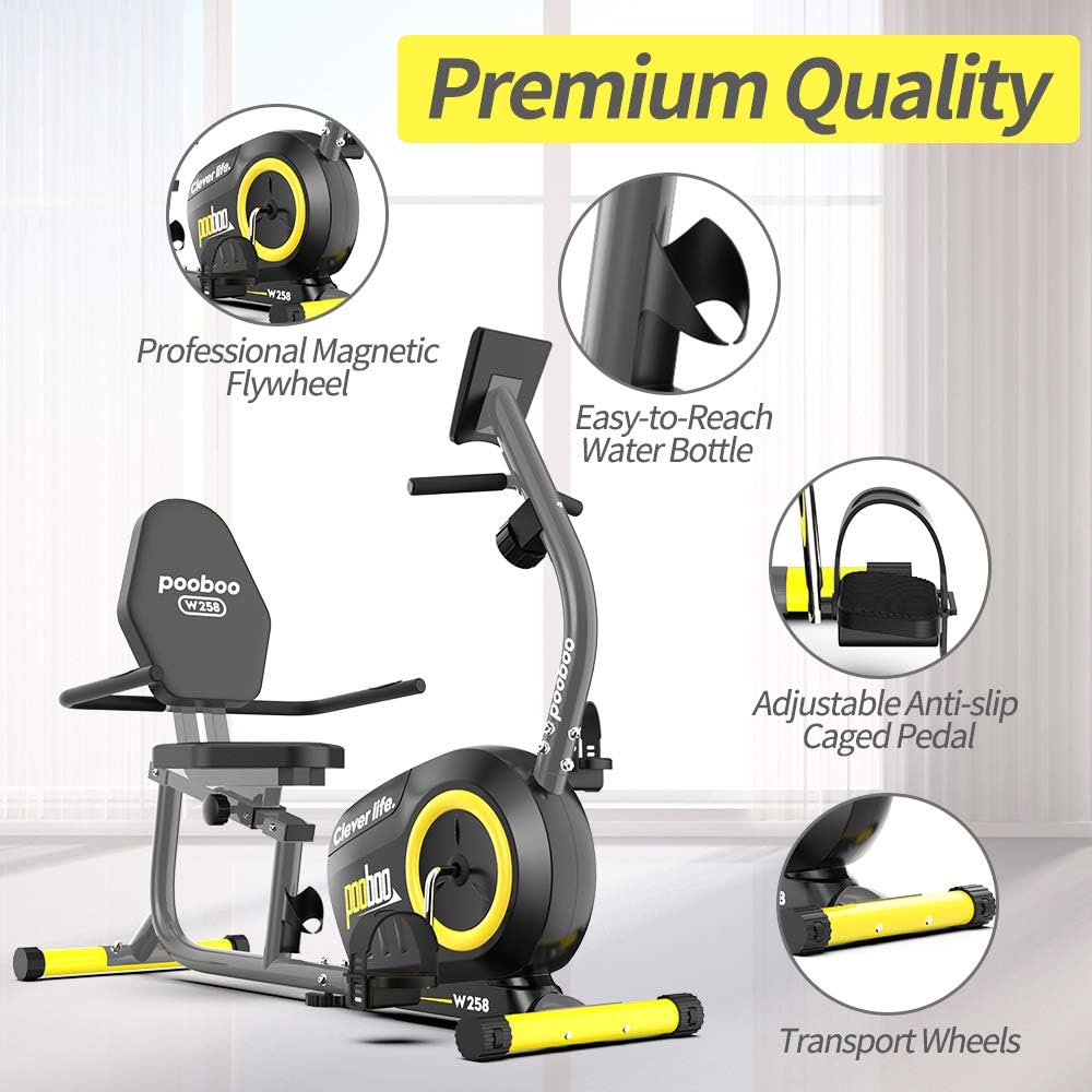 Buу 1 gеt 1 🔥 pooboo Recumbent Exercise Bikes for Seniors Stationary Bikes Recumbent Bikes Magnetic Resistance Indoor Cycling Bike with Monitor