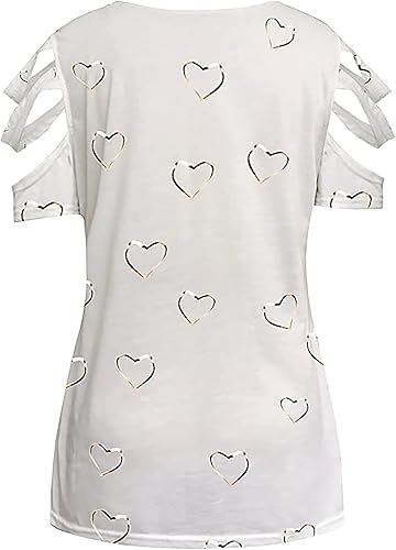 Miniatura 4 de Blusa casual con hombros descubiertos para mujer, manga corta, cuello en V, con cremallera, estampado floral, túnica hueca