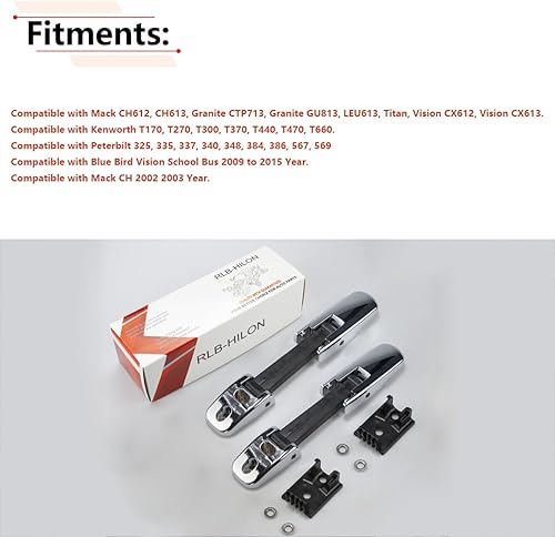 Miniatura 2 de RLB-HILON 1 par de pestillos de capó compatibles con Kenworth T170 T270 T330 T370 T660, para Peterbilt 325 335 337 340 348 384 386 567 569 579, para