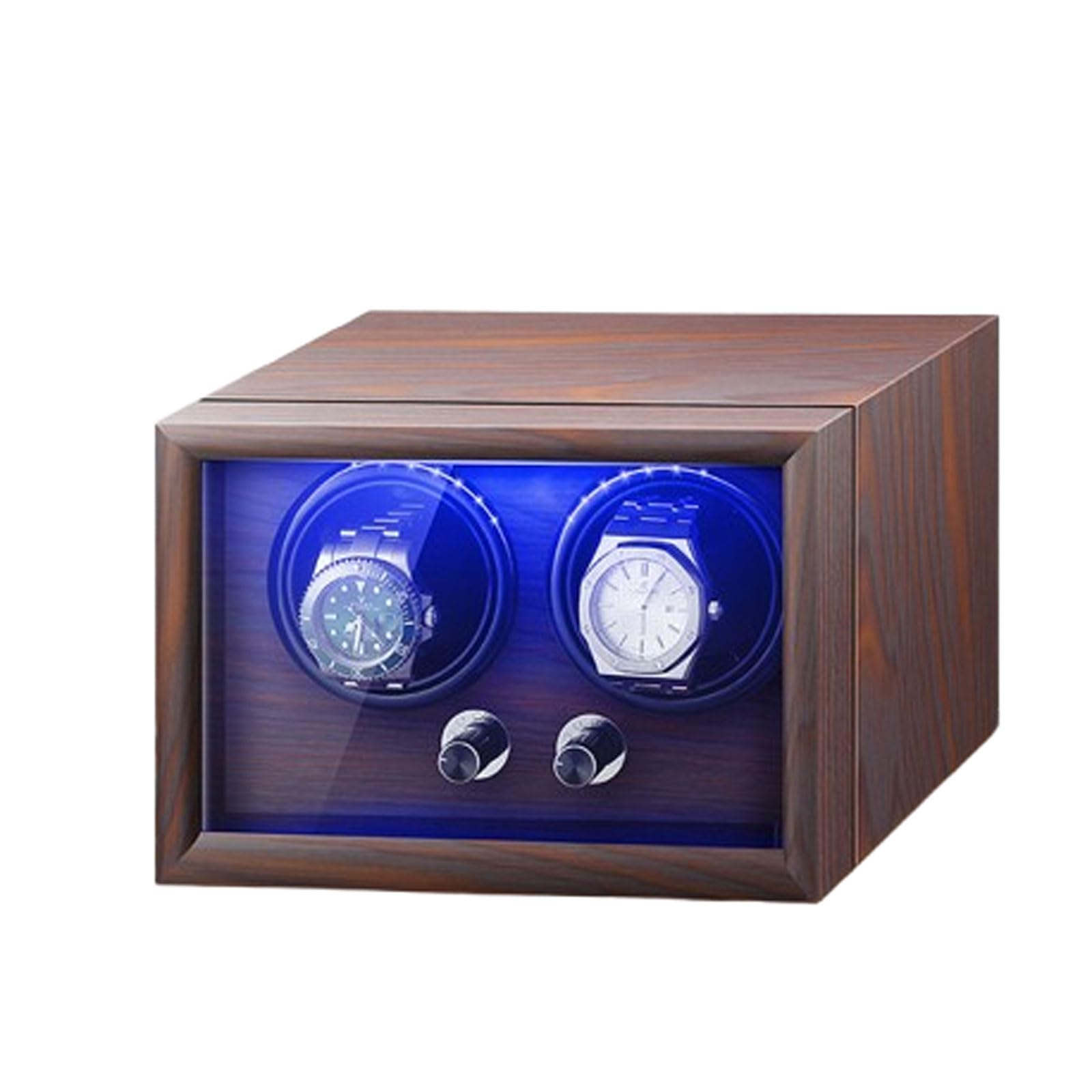 CGCSYZ Double Watch Winder Box,Mute Motor 5 Modes,Automatic Watches Winder Rotation Storage Display Box For Automatic (Ebony Solid Wood Grain 2 positions + atmosphere light + 5 modes)