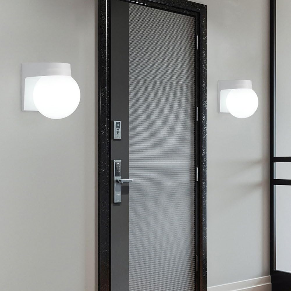 Wodoodporna lampa ścienna z globusem 30 W, zewnętrzna latarnia ścienna, nowoczesna i minimalistyczna lampa ścienna, akrylowy klosz do schodów, korytarzy, balkonów, ogrodów, ścian/biały